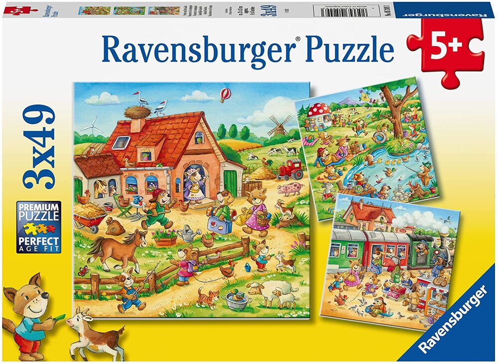 Ravensburger Puzzle 3 x 49pc - Animal Vacation