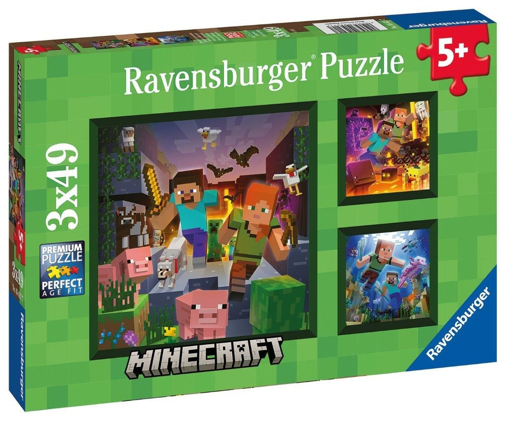 Ravensburger Puzzle 3 x 49pc - Minecraft Biomes