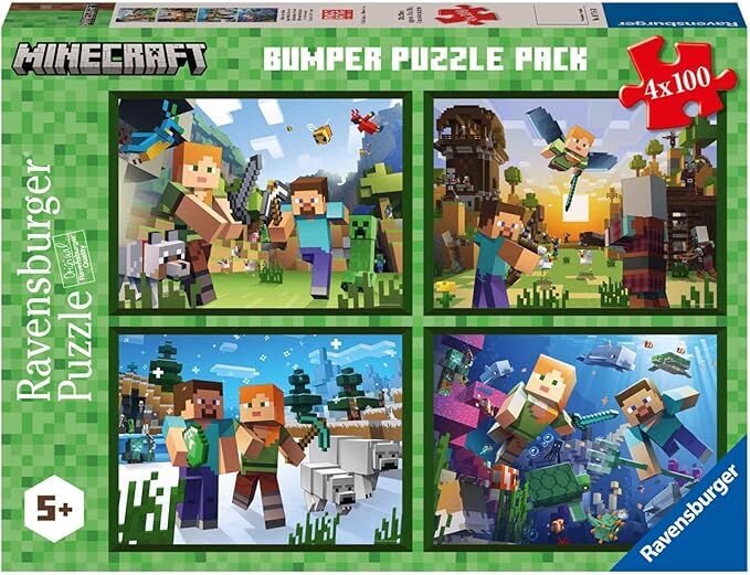 Ravensburger Puzzle 4x100pc - Minecraft Bumper Pack