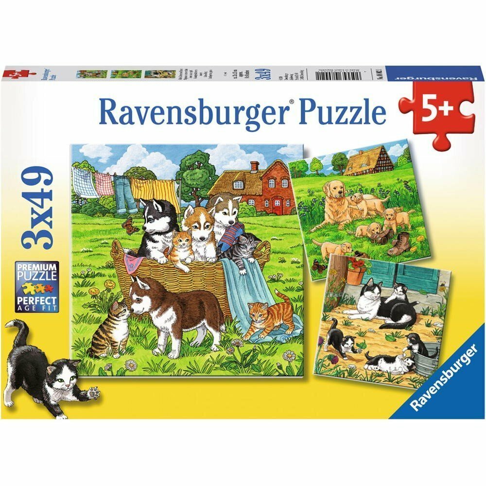 Ravensburger Puzzle 3 x 49pc - Cats and Dogs