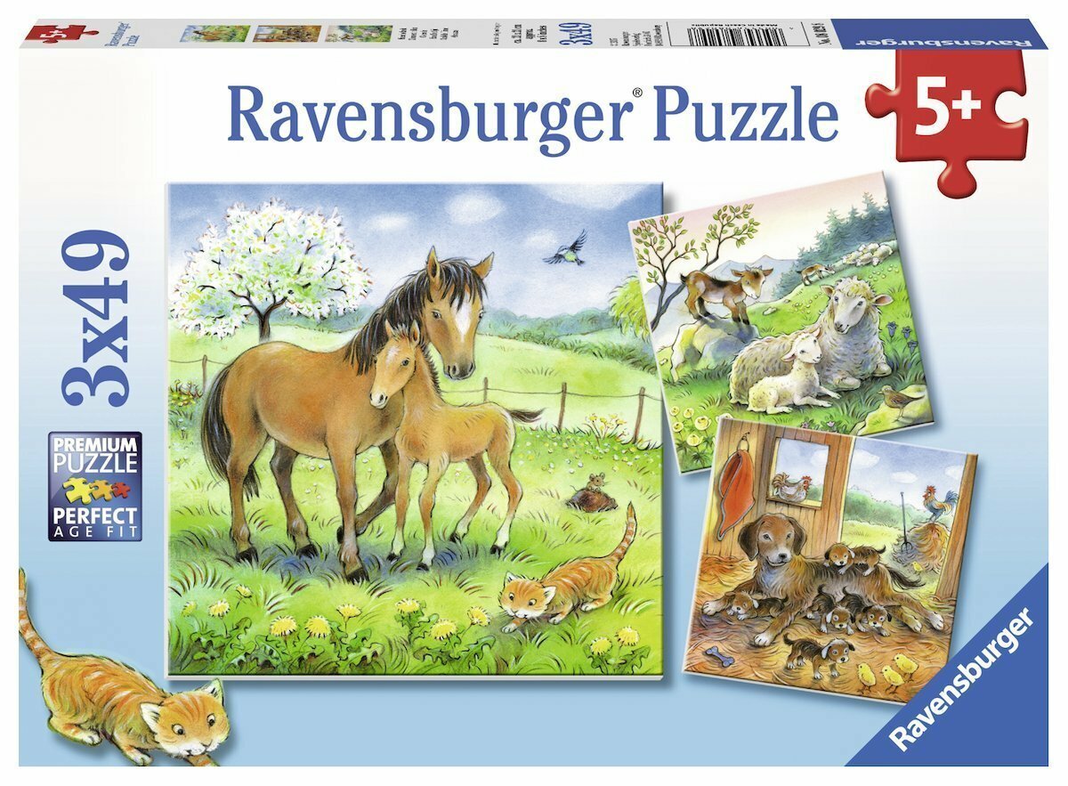 Ravensburger Puzzle 3 x 49pc - Cuddle Time