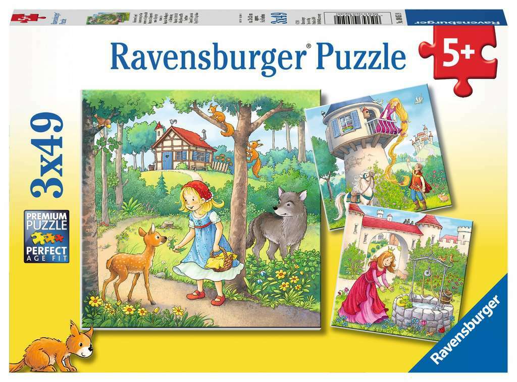 Ravensburger Puzzle 3 x 49pc - Rapunzel, Riding Hood and Frog