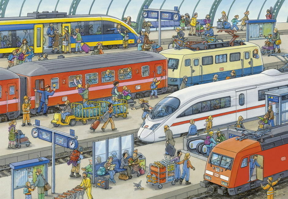 Ravensburger Puzzle 2 x 24pc - Busy Train Station