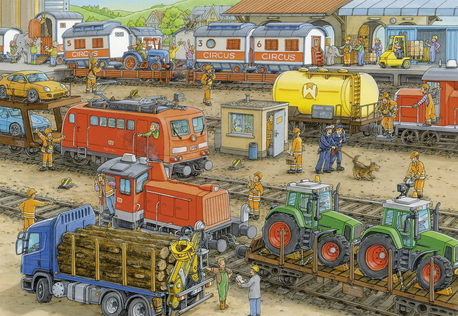 Ravensburger Puzzle 2 x 24pc - Busy Train Station