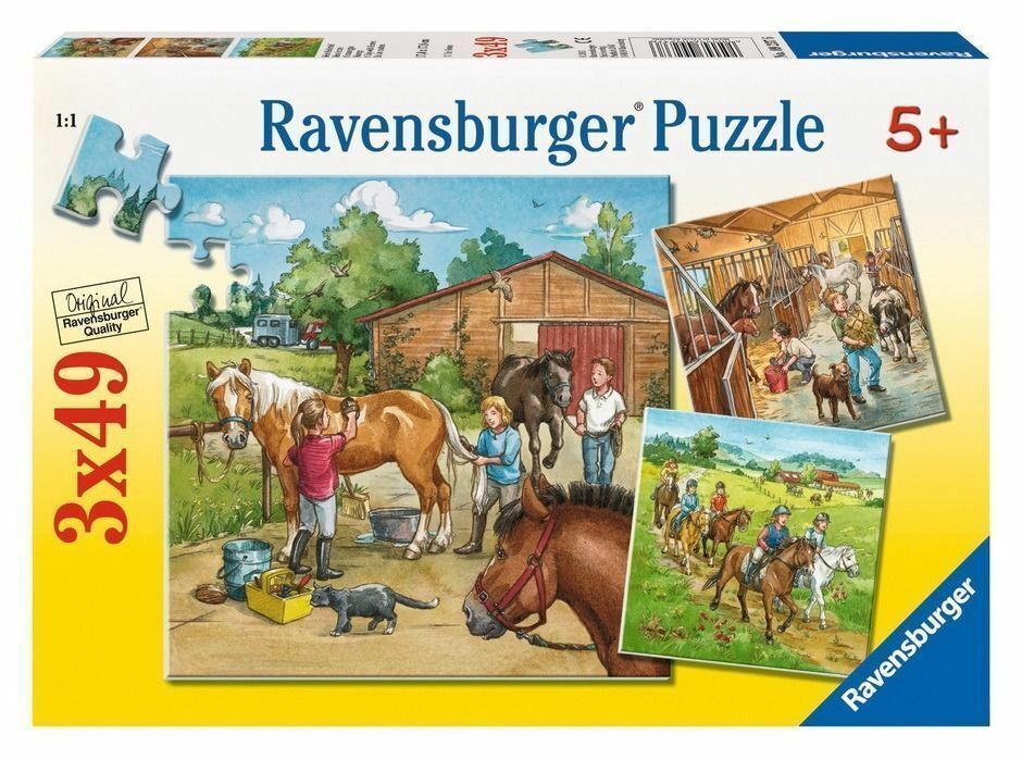 Ravensburger Puzzle 3 x 49pc - A Day with Horses