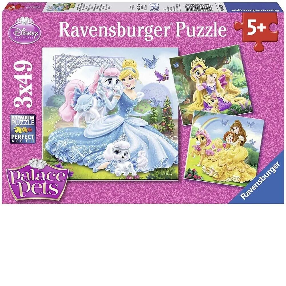 Ravensburger Puzzle 3 x 49pc - Disney Palace Pets - Belle, Cinderella, Rapunzel