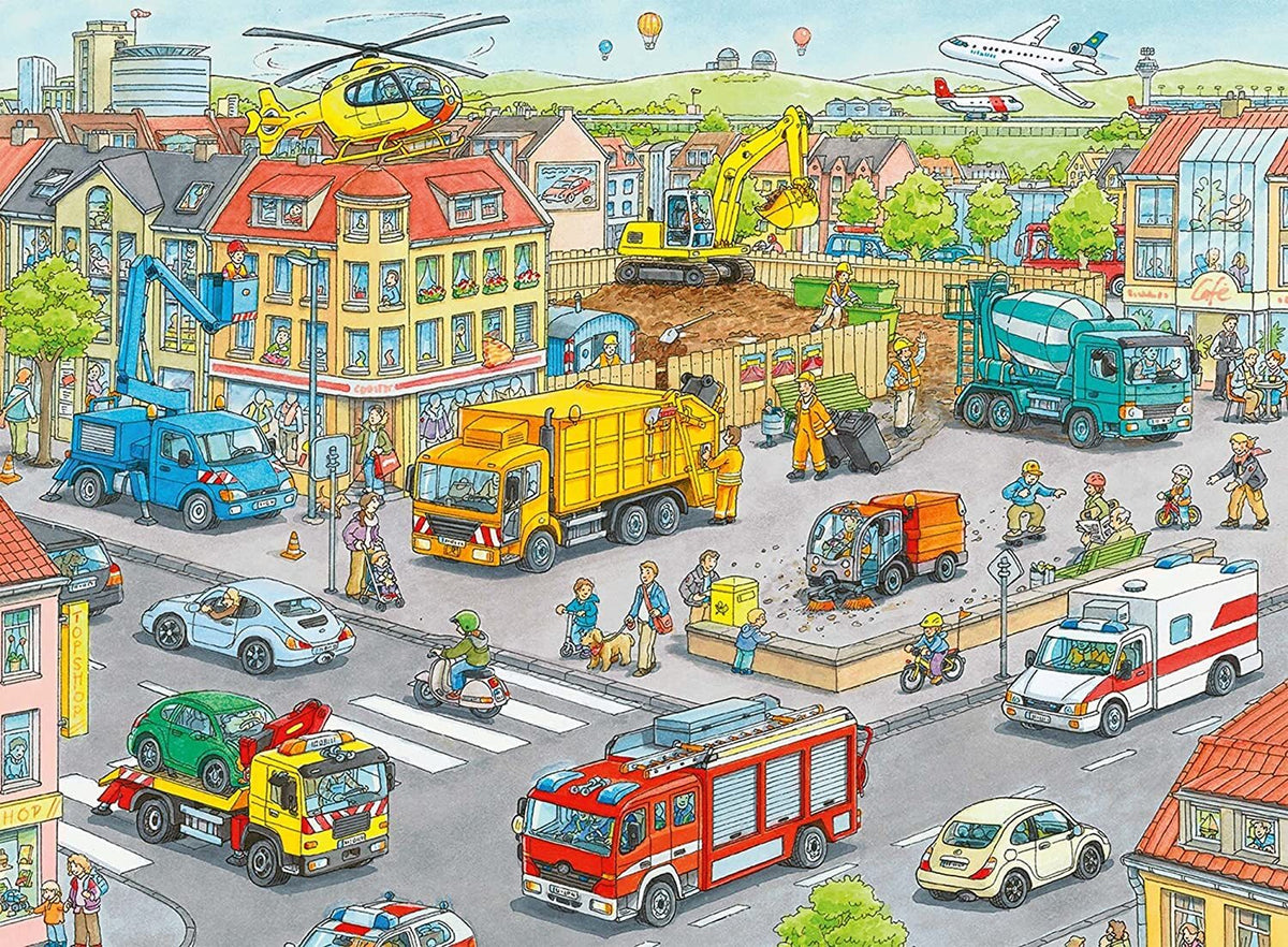 Ravensburger Puzzle 100pc XXL - Vehicles in the City