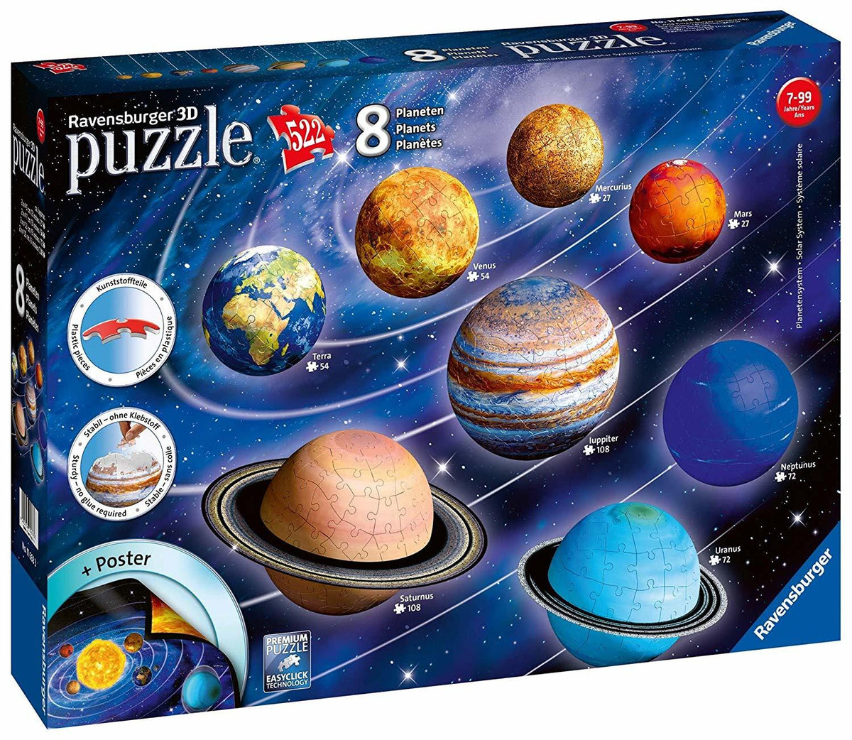 Ravensburger 3D Puzzle 522pc - Solar System 8 Planets