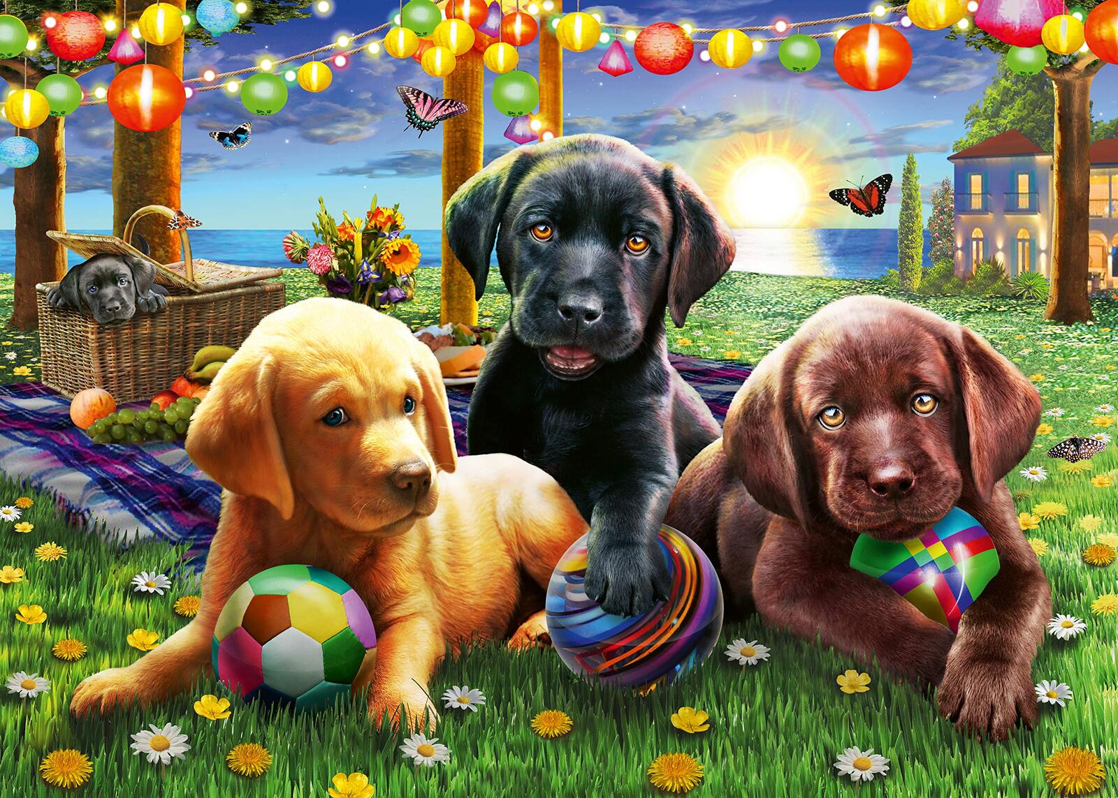 Ravensburger Puzzle 100pc XXL - Puppy Picnic