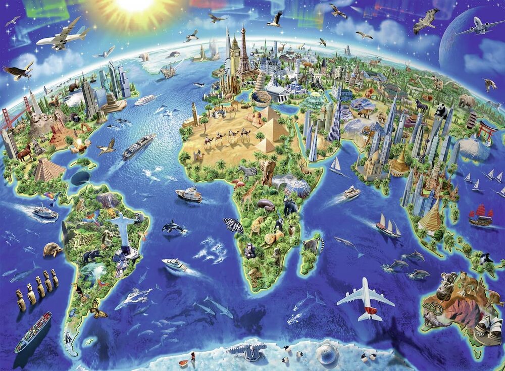 Ravensburger Puzzle 300pc - World Landmarks Map