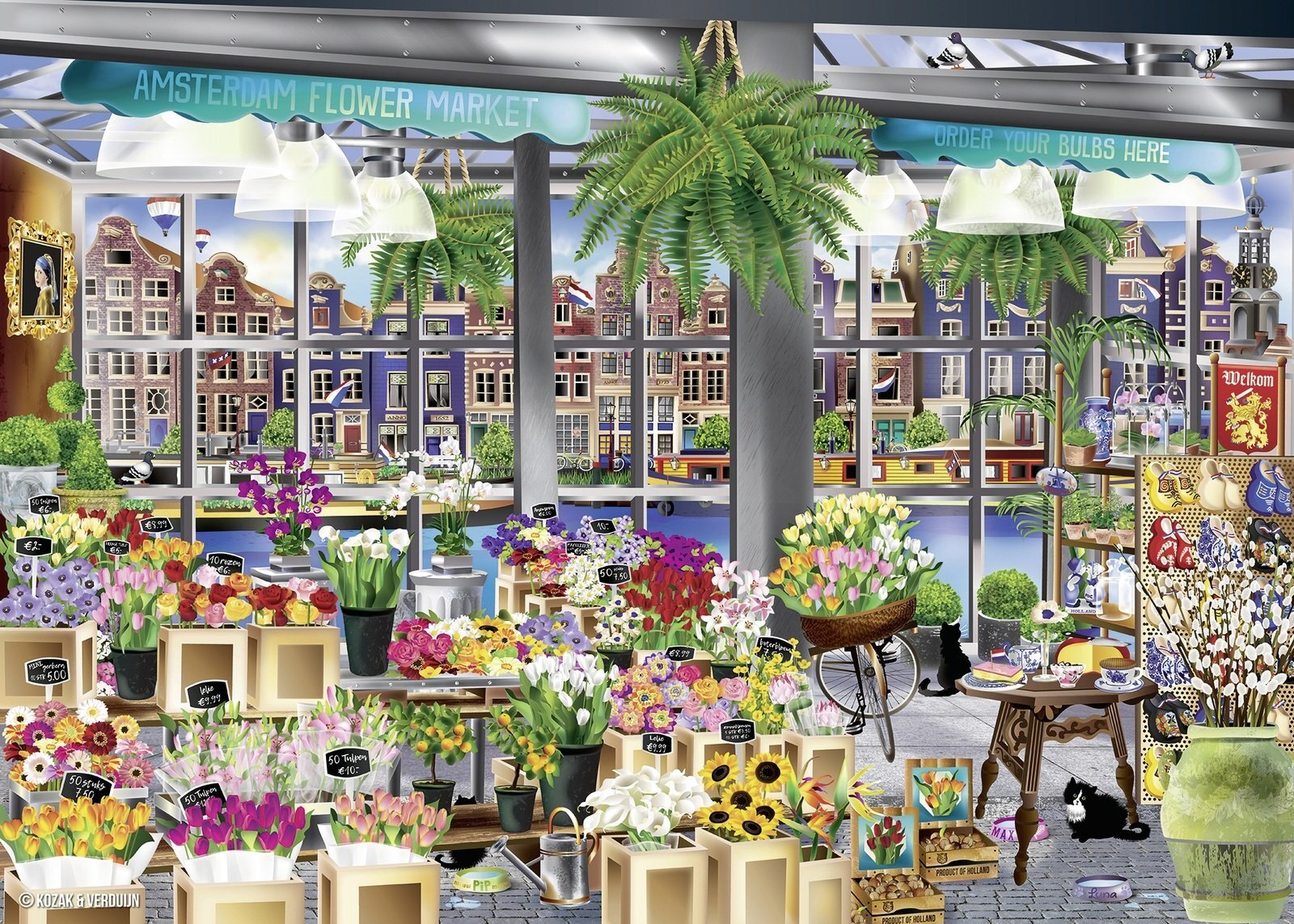 Ravensburger Puzzle 1000pc - Wanderlust Amsterdam Flower Market