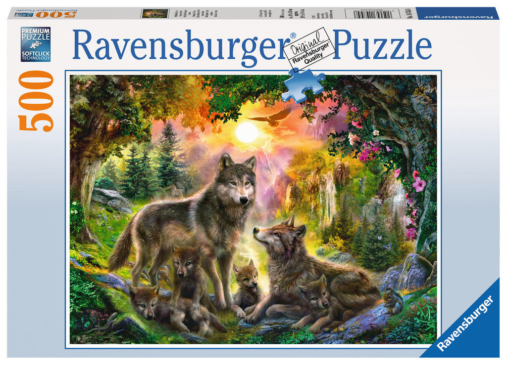 Ravensburger Puzzle 500pc - Wolf Family In Sunshine