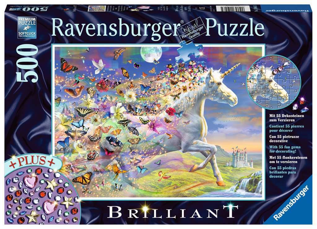 Ravensburger Puzzle 500pc - Brilliant - Unicorn and Butterflies