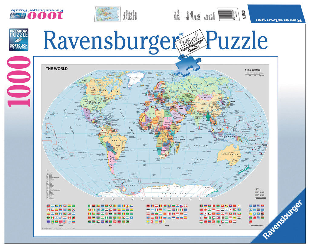 Ravensburger Puzzle 1000pc - Political World Map