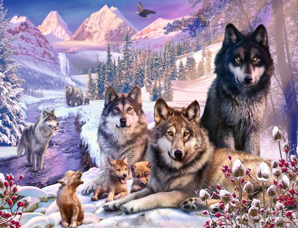 Ravensburger Puzzle 2000pc - Wolves in the Snow