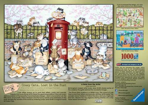 Ravensburger Puzzle 1000pc - Crazy Cats… Lost in the Post