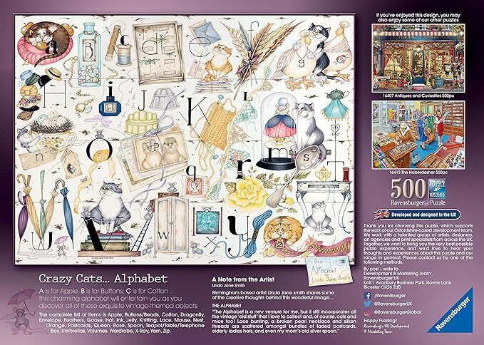 Ravensburger Puzzle 500pc - Crazy Cats Alphabet