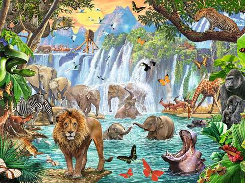 Ravensburger Puzzle 1500pc - Waterfall Safari