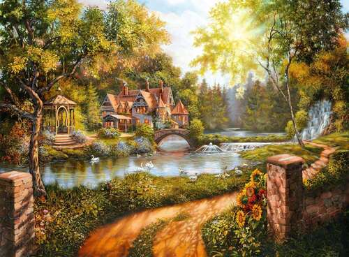 Ravensburger Puzzle 500pc - Cottage by the River