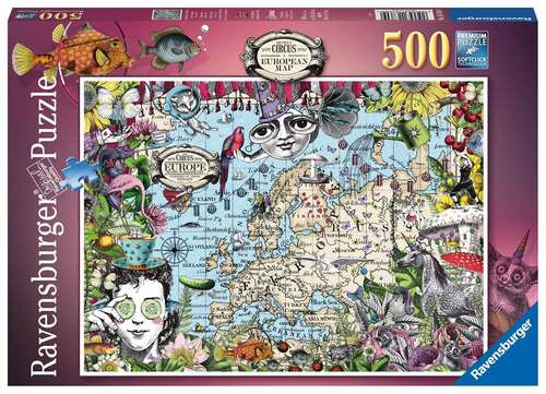 Ravensburger Puzzle 500pc - European Map Quirky Circus
