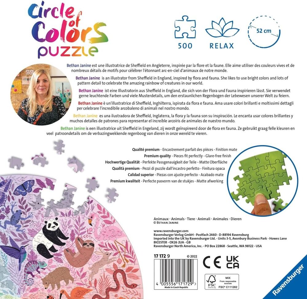 Ravensburger Puzzle 500pc - Circle of Colours Animals