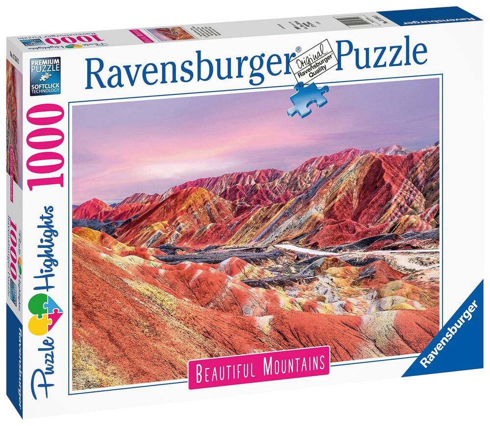 Ravensburger Puzzle 1000pc - Rainbow Mountains, China