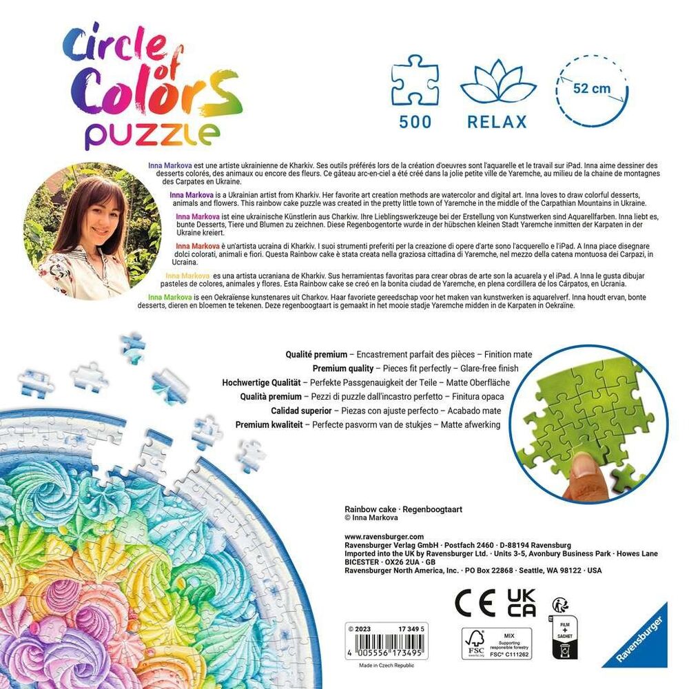 Ravensburger Puzzle 500pc - Circle of Colours Rainbow Cake