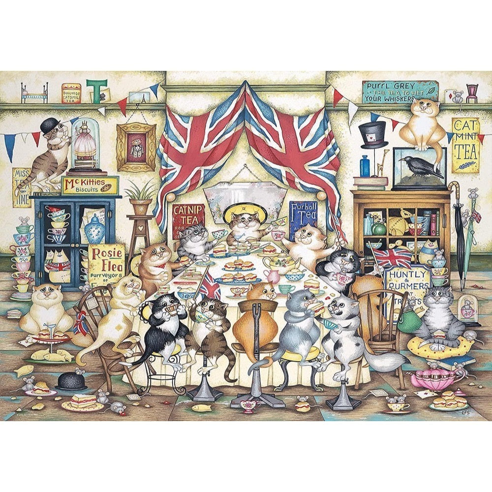 Ravensburger Puzzle 1000pc - Crazycats Afternoon Tea Tiddles