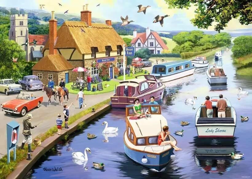 Ravensburger Puzzle 1000pc - Leisure Days No. 7 Evening on the River