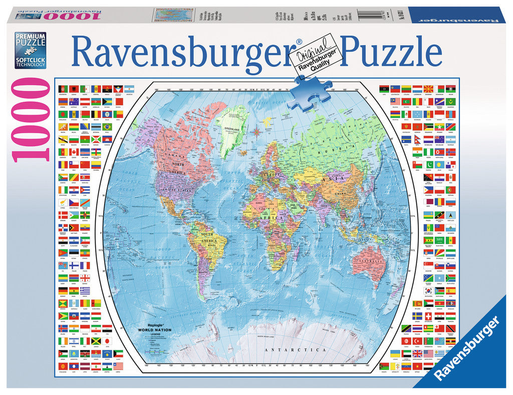 Ravensburger Puzzle 1000pc - Political Woarld Map