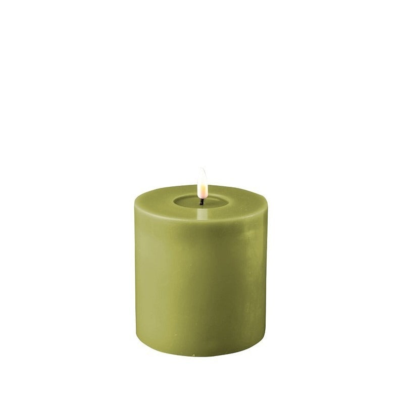 Deluxe Homeart Flameless Candle - Olive Green 10 x 10cm