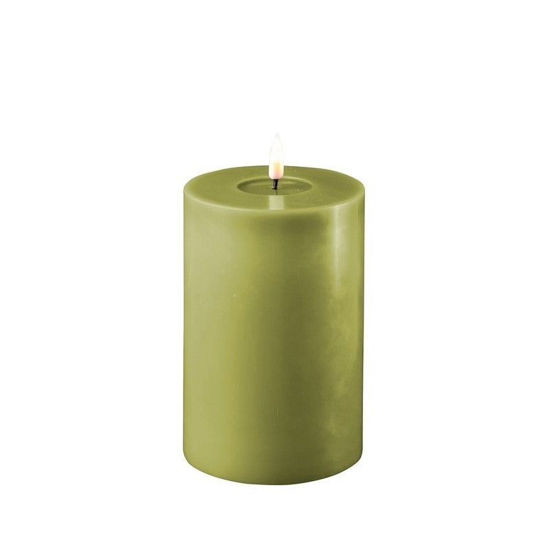 Deluxe Homeart Flameless Candle - Olive Green 10 x 15cm