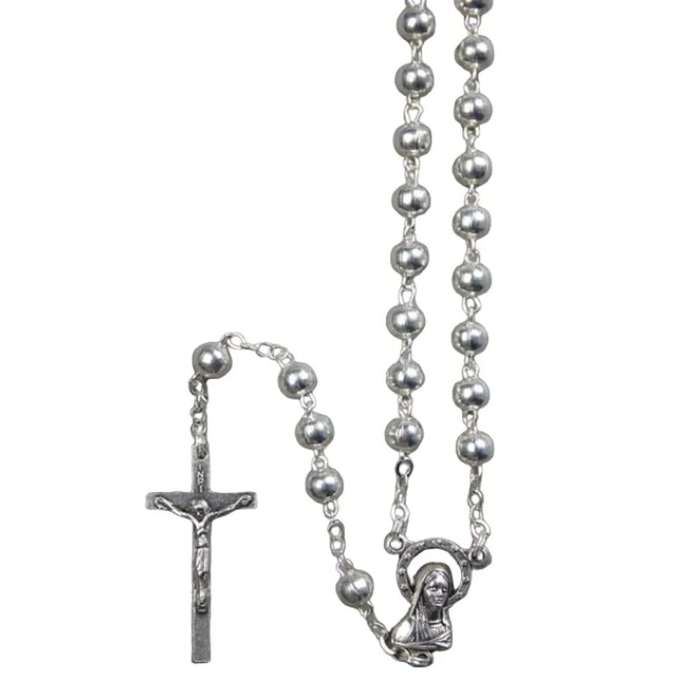 Rosary Beads Silver Plated Metal 5mm