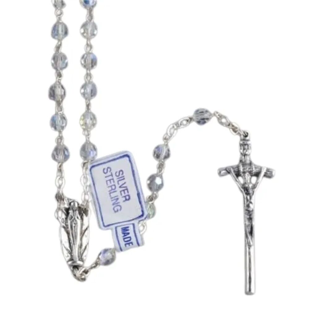Rosary Beads Sterling Silver Swarkovski Crystal 5mm