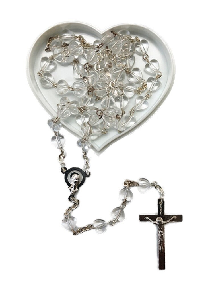 Heart-Shaped Rosary - Clear