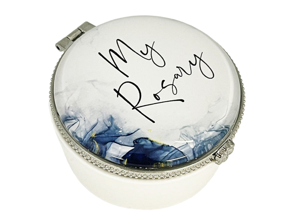 My Rosary Blue Porcelain Box with White Rosary Beads