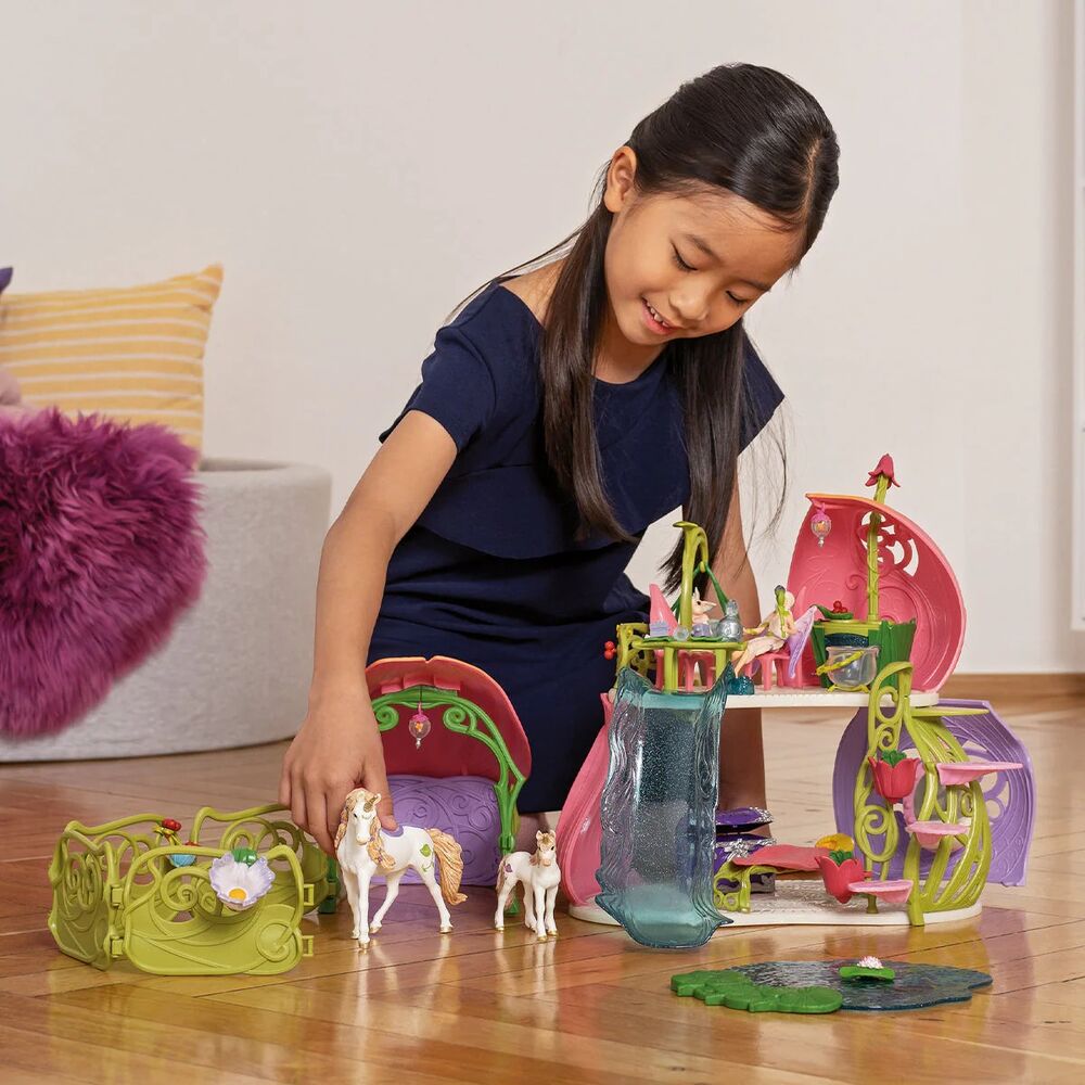Schleich Bayala - Glittering Flower House with Unicorns, Lake and Stable