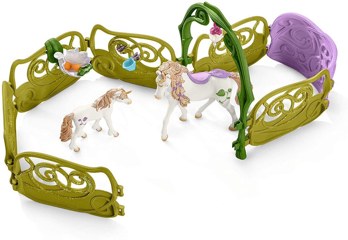 Schleich Bayala - Glittering Flower House with Unicorns, Lake and Stable