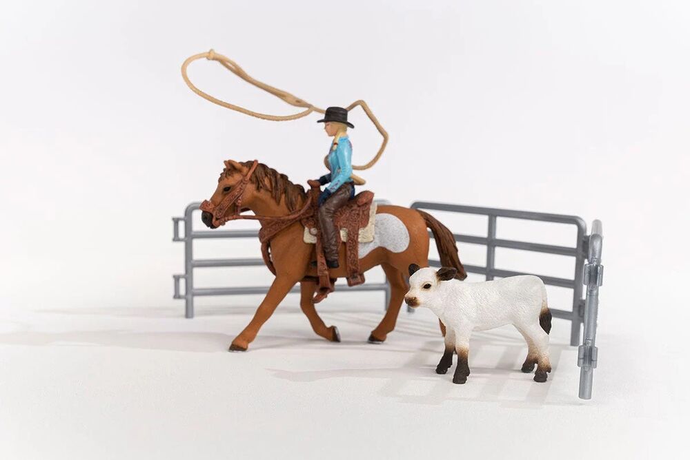 Schleich Farm World - Cowgirl Team Roping Fun