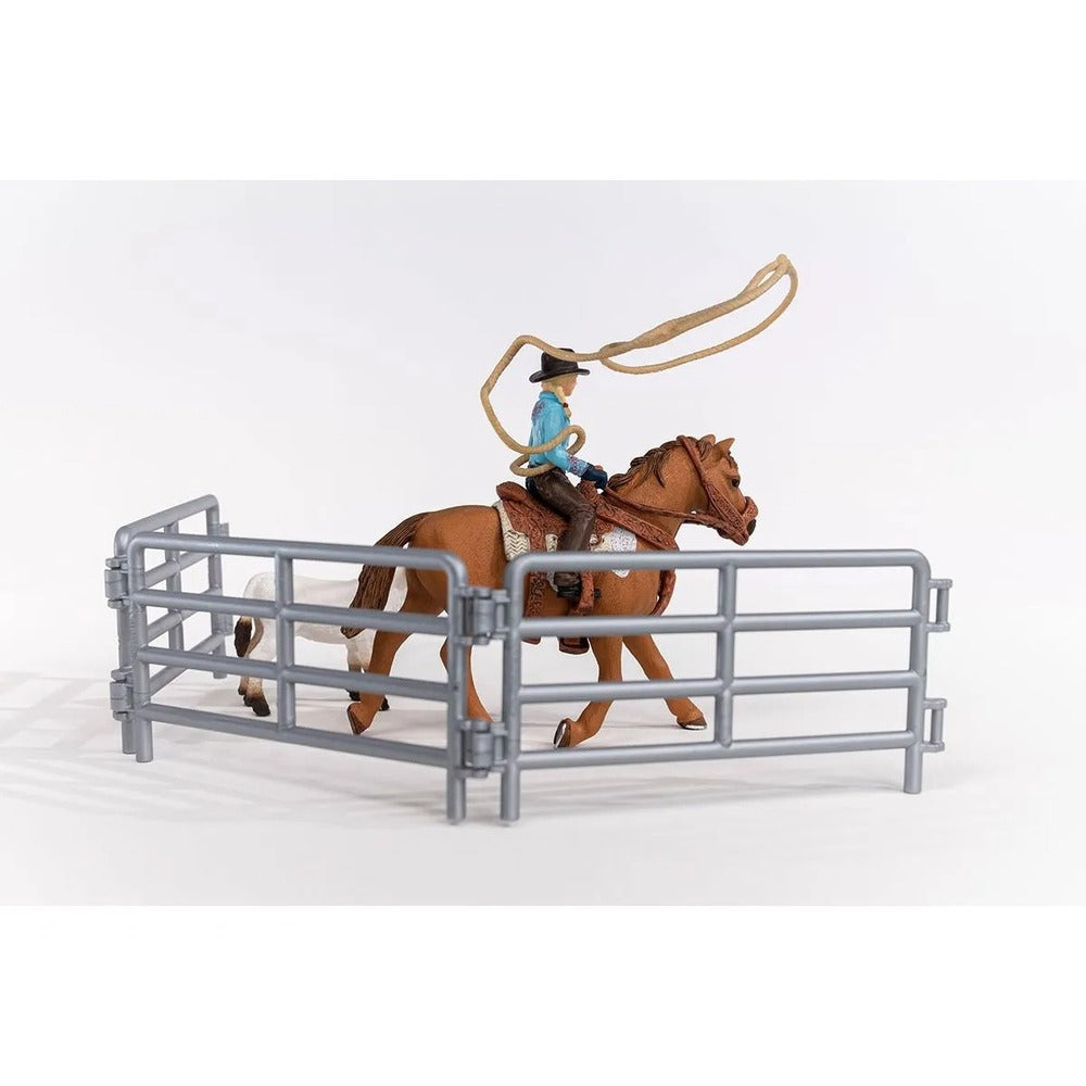 Schleich Farm World - Cowgirl Team Roping Fun