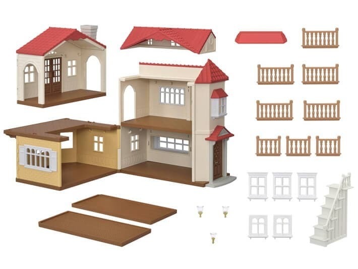 Sylvanian Families - Red Roof Country Home With Secret Attic Playroom