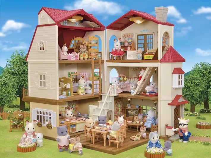 Sylvanian Families - Red Roof Country Home With Secret Attic Playroom