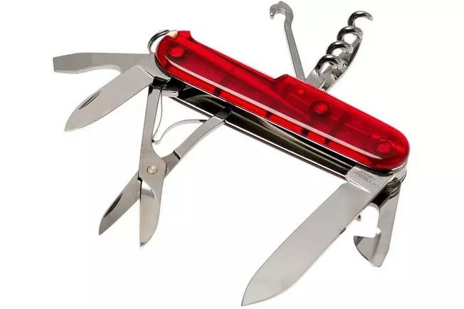 Victorinox Swiss Army Knife - Climber Red Translucent