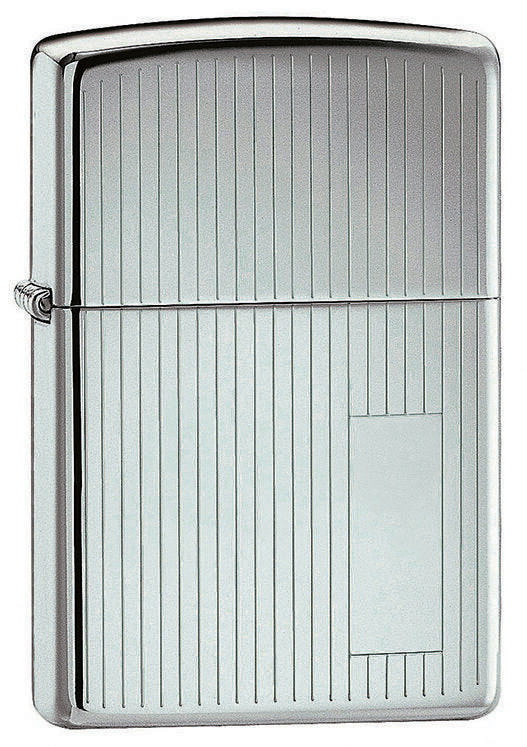 Zippo Lighter - Engine Turned Stripes High Polished Chrome