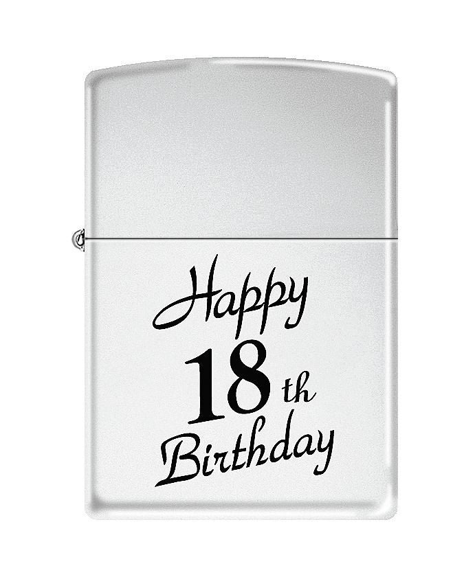Zippo Lighter - Happy 18th High Polished Chrome