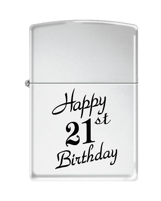 Zippo Lighter - Happy 21st High Polished Chrome