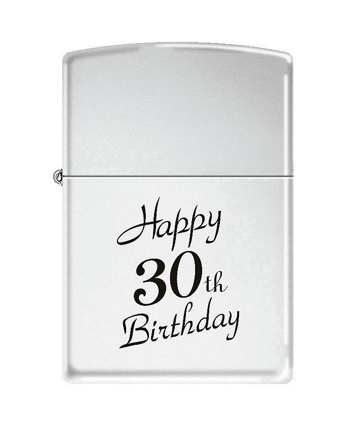 Zippo Lighter - Happy 30th High Polished Chrome