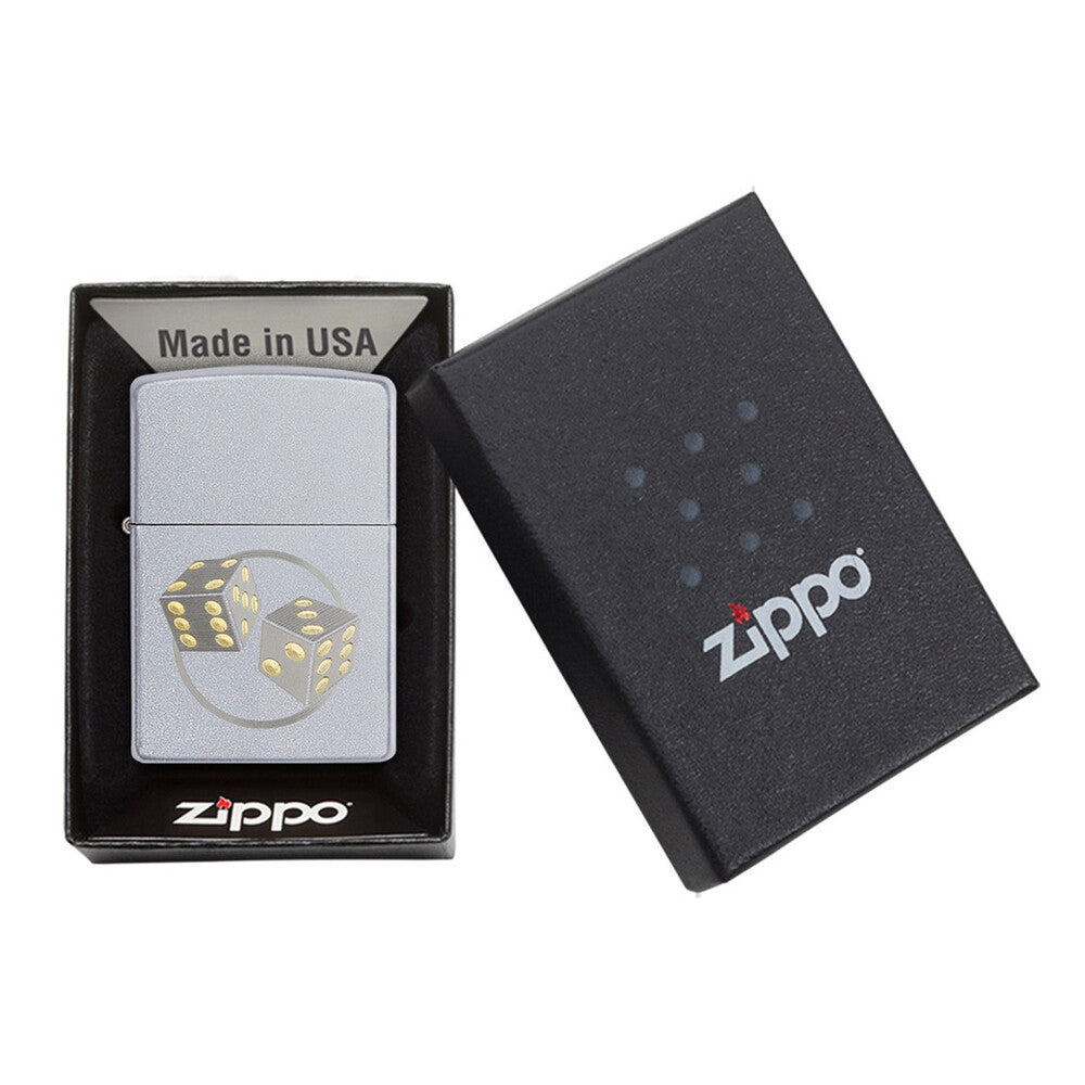 Zippo Lighter - Dice Satin Chrome