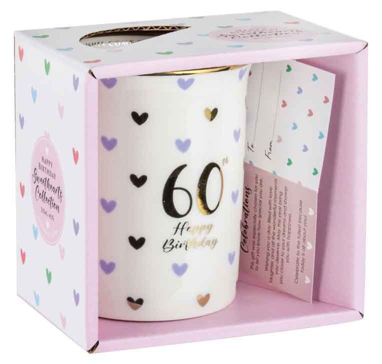 Sweet Heart Gold Handle Mug - 60th
