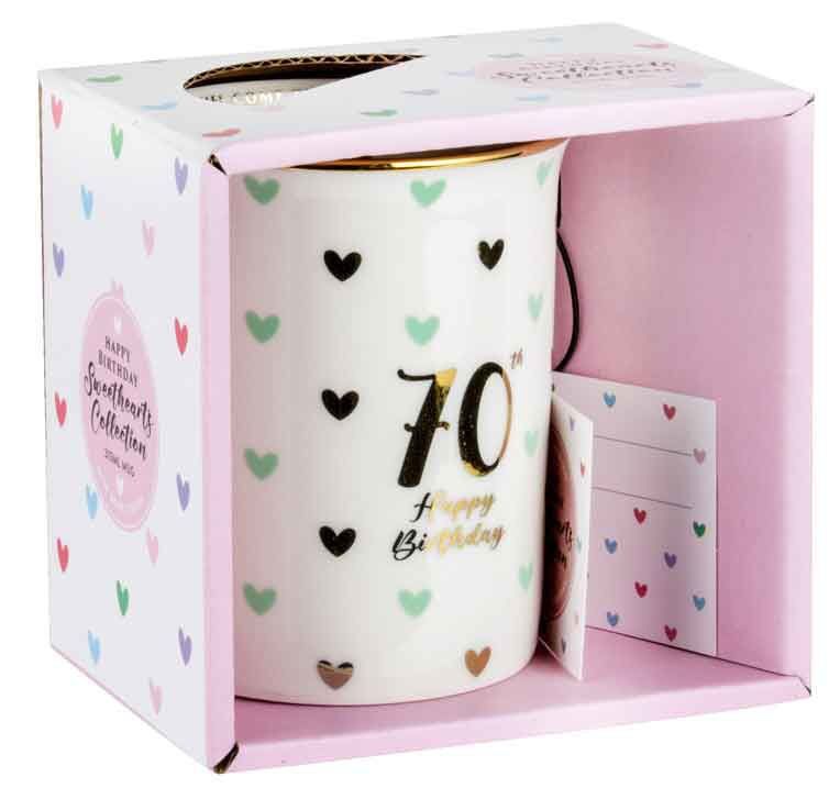 Sweet Heart Gold Handle Mug - 70th